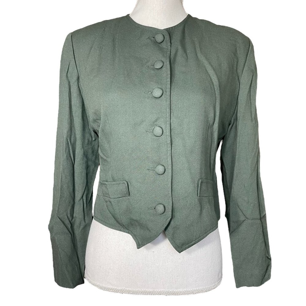 Wool Rayon Lightweight Buttoned Jacket Euc 10p 10… - image 6